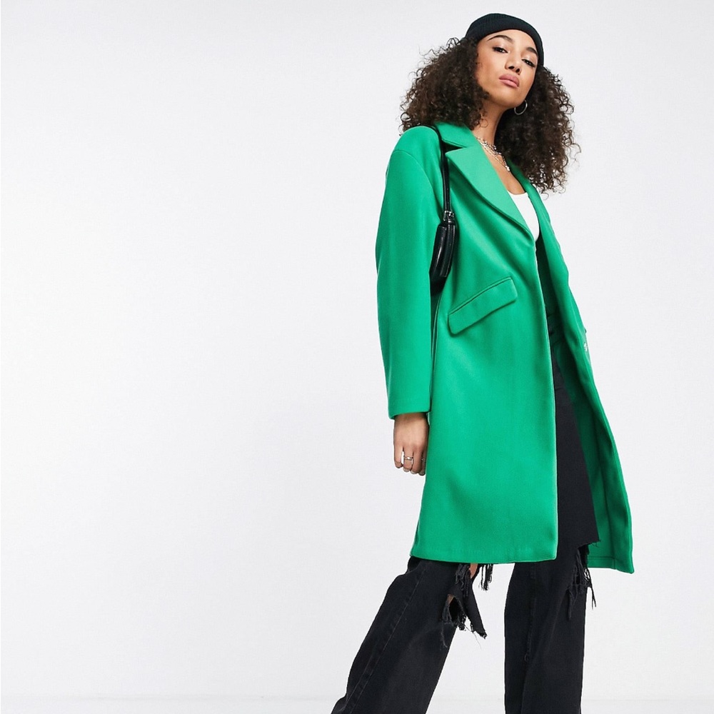 Bershka Coat in Green Size XS